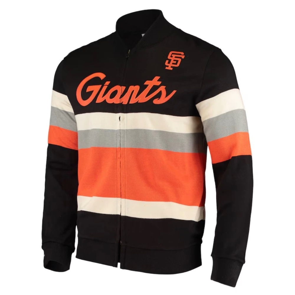 San Francisco Giants Mitchell & Ness Front Stripe Full-Zip Sweater SZ XS